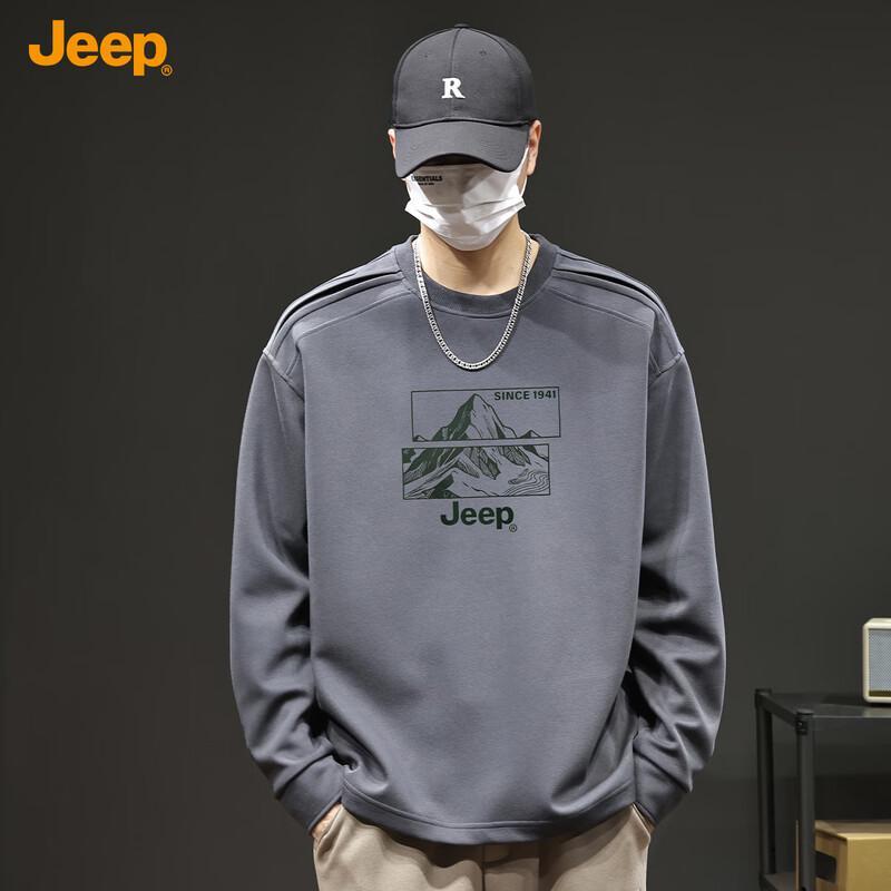 Jeep Men's Autumn Winter Loose Pullover Sweatshirt