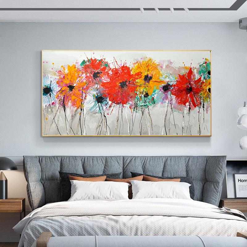 Abstrakta färgglada blomsterbilder Canvasmålning Posters och tryck Väggkonstbilder för vardagsrum Heminredning INGEN RAM