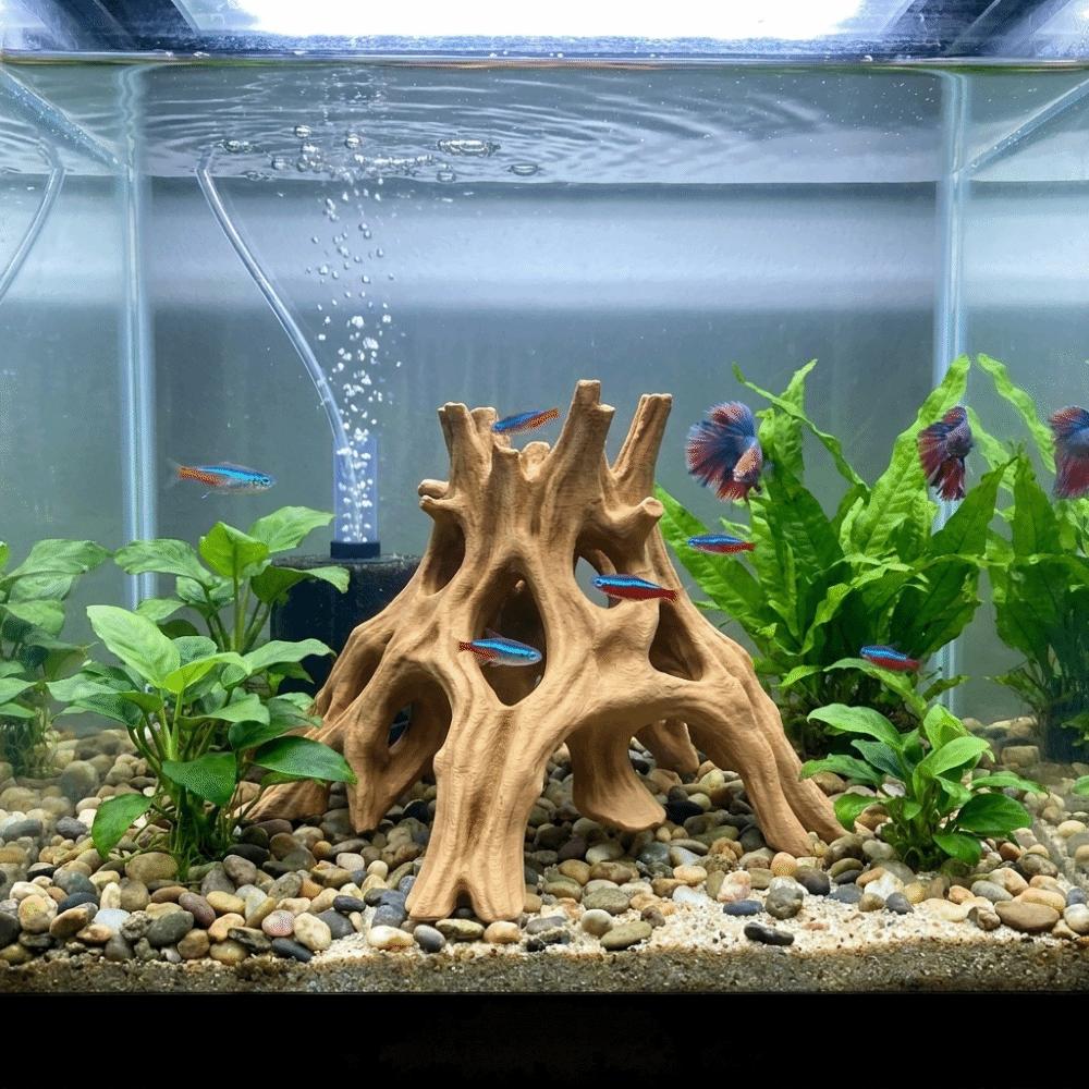 Tree Trunk Aquarium Fish Shelter Plastic Driftwood Landscape Tree Root Caves Terrarium Decor
