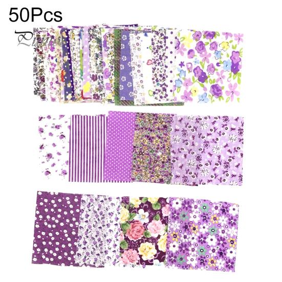 

50 шт 10x10 см цветочный пэчворк хлопчатобумажная ткань обычная ткань для шитья своими руками лоскутное шитье фиолетовый