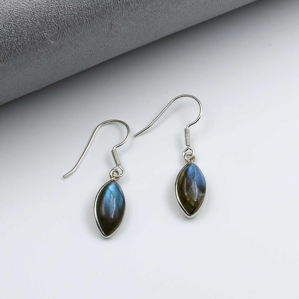 Labradorite Gemstone Earring, Women Dangle Earring, 925 Sterling Silver, Birthstone Earring, Handmade Earring, Gift For Her