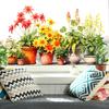 Potted Floral Plants Glass Sticker Removable Waterproof PVC Colorful Flower Static Glass Sticker Home Living Room Bedroom Decoration Decal