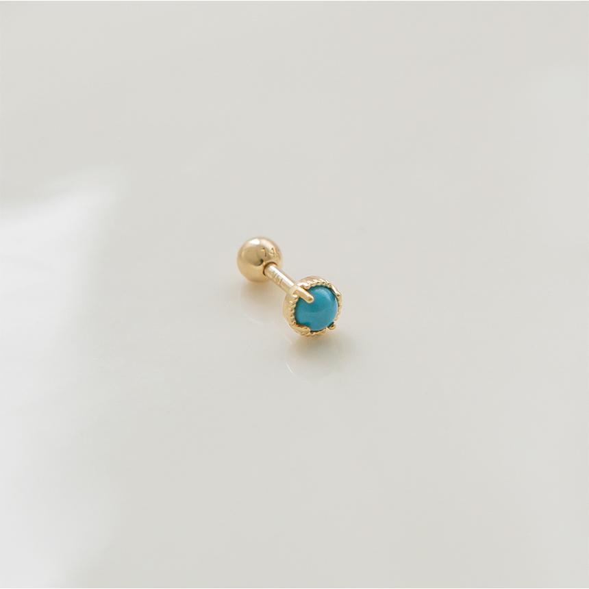 Lunne 14K Turquoise Gemstone Piercing (14K Gold) (Bar Thickness 1Mm) #Pib06