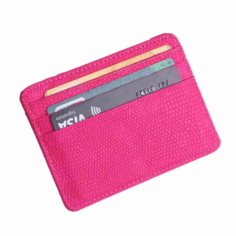 Porte-cartes de crédit Portefeuille en cuir Motif Litchi Mode Unisexe Porte-monnaie