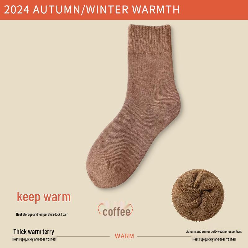 Damen Schwarze Overknee Mid-Calf Socken - Winterwärme mit dickem Fleecefutter