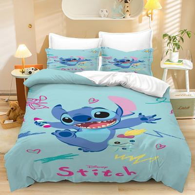 Home Textile Three-Piece Green Cartoon Digital Printing Quilt Pillowcase Bedding