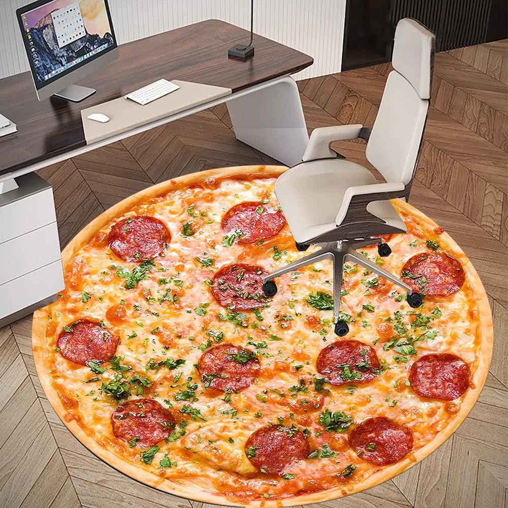 1ks Pepperoni pizza Kulatá podložka na židli Koberec - Protiskluzová podložka na podlahu do kanceláře, ložnice a interiéru c1118209