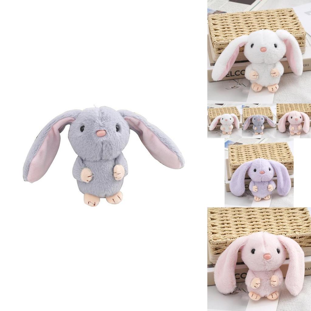 Adorável Chaveiro de Pelúcia Coelho de Orelhas Compridas Macio Recheado Brinquedo de Coelho Veludo Cristal