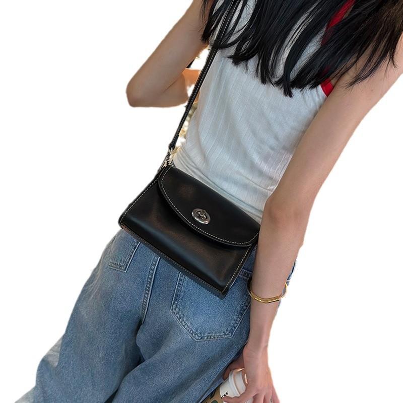 Simple Fashion Season Elegant High-End Chain Small Bag Cowhide Women'S Bag Lightweight Soft Leather Shoulder Bag