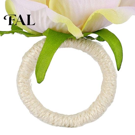 Decorative Table Settings for Bridal Showers Artificial Rose Napkin Ring, Fabric Pink Flower Holder, Rustic Dining Ornaments Afternoon Tea Ring