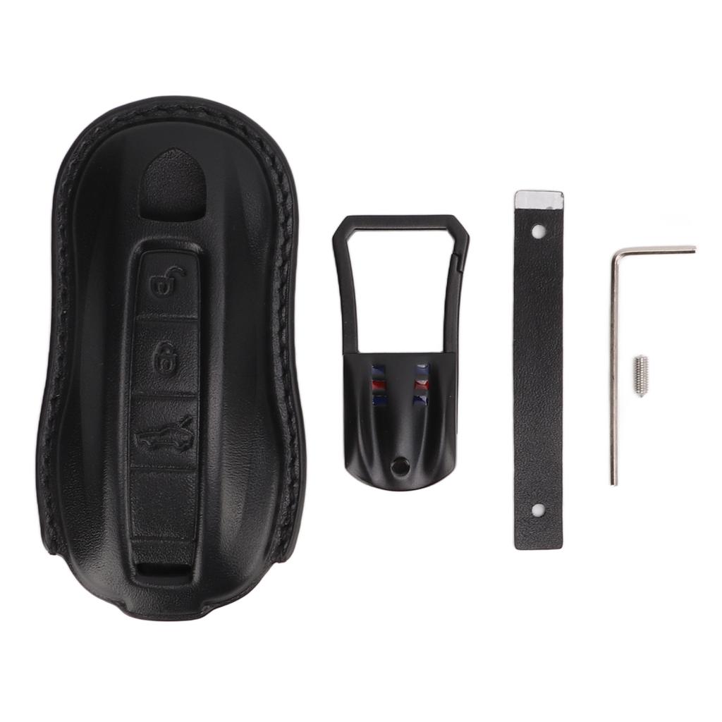 Car Key Case Cow Leather Key Fob Shell Protector Replacement for Cayenne Coupe 911 Panamera Taycan