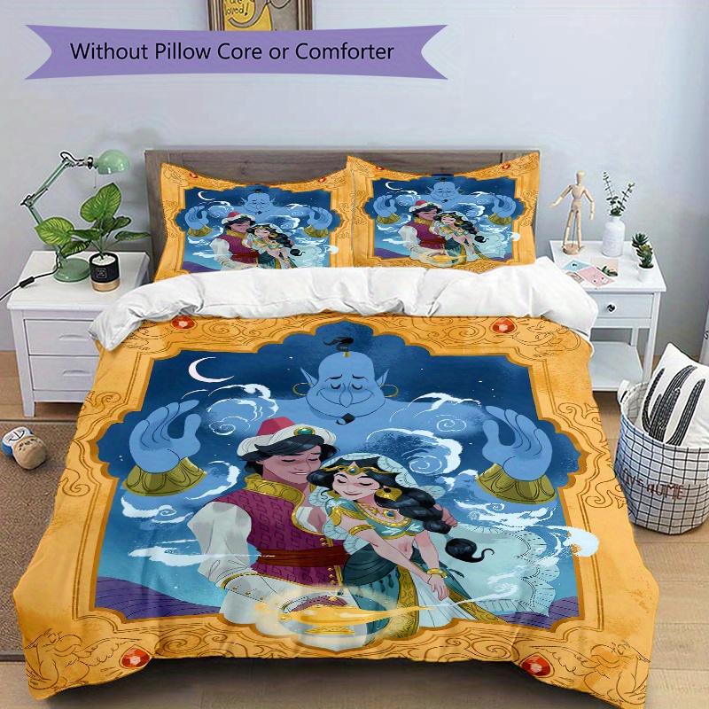 3pcs Aladdin and Princess Jasmine Print Cover Set Ultra Soft, Breathable, and Comfortable Bedding with Stylish Design for Bedroom and Guest Room
