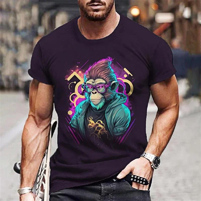 Summer Animals Pattern 3D Print T-shirts Harajuku Style Hip Hop Street Short Sleeve Outdoor Sports Quick Dry Breathable Fashion Men's T-shirts