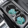 2pcs Van Gogh Art Oil Painting Flowers Car Coasters Cherry Blossoms Non-slip Cup Holder Women Car Interior Decorations