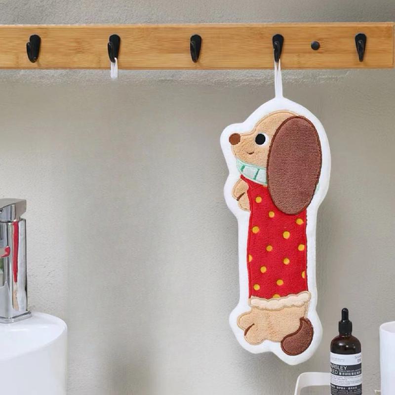 Dackel Küchenhandtuch Haushalt Hängend Korallenfleece Super Saugfähig Fusselarm Badezimmerhandtuch