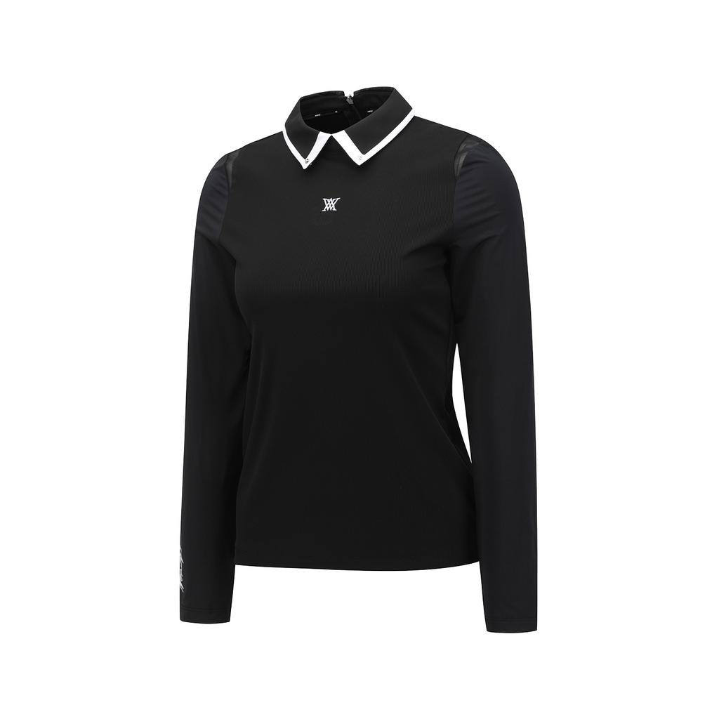 ANEW GOLF Women Mesh Hybrid Long T-Shirt_Bk