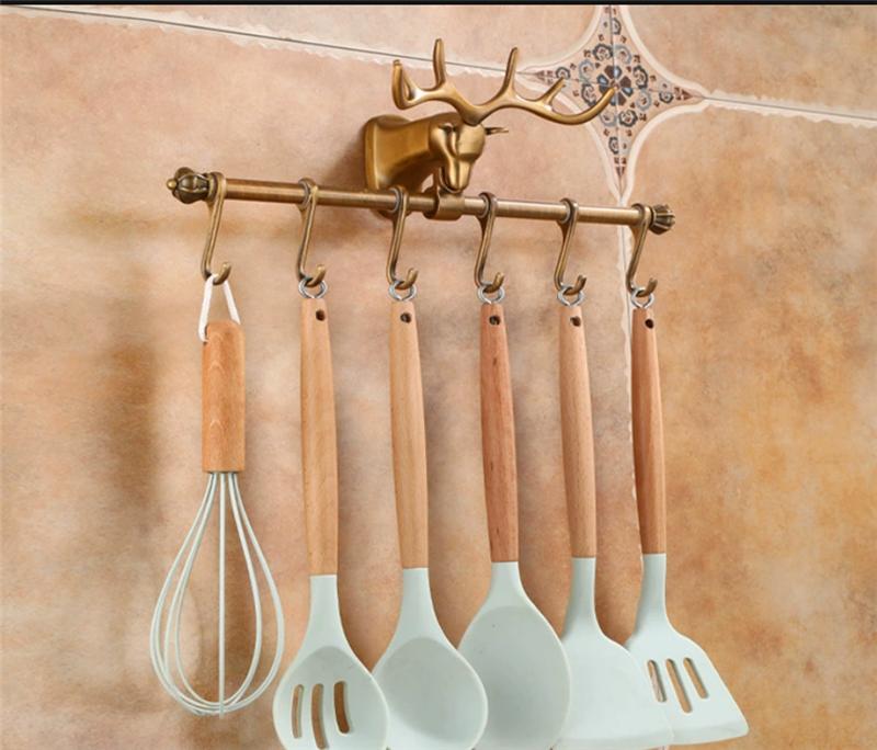 Tuqiu Kitchen Row Hooks Robe Hook Clothes Hook Antique Bronze Towel Hanger Aluminum Bathroom Hardware Bathroom Accessories