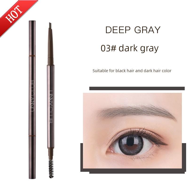 Unny Eyebrow Pencil Women's Ultra-Thin Double-Headed with Eyebrow Brush Waterproof Sweat-Proof Beginner Rotate Distinct Look Long Lasting Fadeless