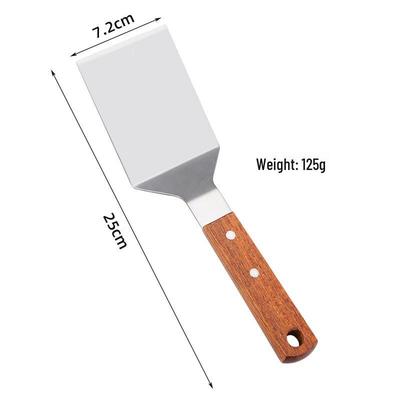 3-Pack Stainless Steel Frying Spatulas with Wooden Handles