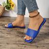 Damen Hausschuhe Eckige Zehenpartie Große Größe Flache Hausschuhe Damen Neu Sommer Ein-Wort Lässige Strandsandalen Pantoletten Damen Zapatos De Mujer