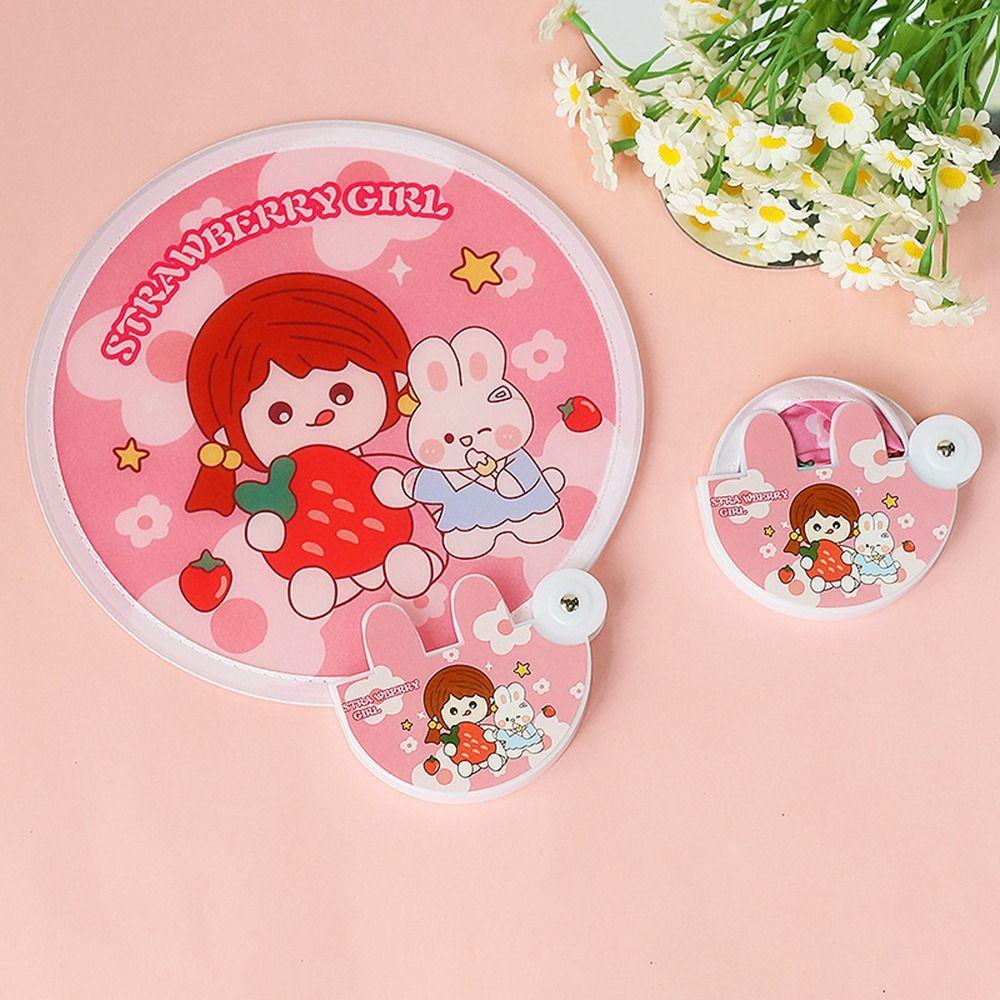 High-looking Mini Round Fan Hand-operated Portable Cloth Fan Cartoon Folding Round Fan  Home Decor