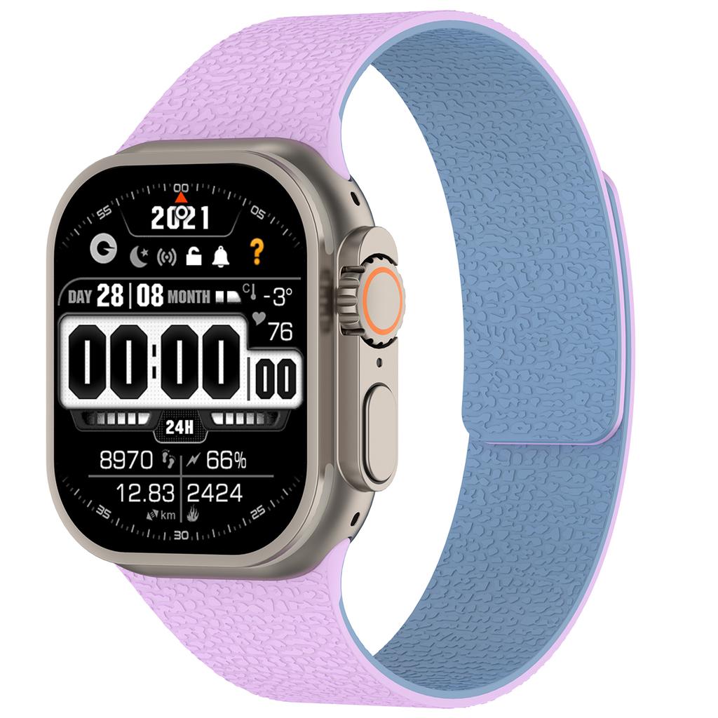 Magnetic Sport Strap For Apple Watch Ultra 3/2 49mm 38 40 41 44 45 46mm Litchi Pattern Silicone Band For Iwatch S11 10 9 8 7 SE3
