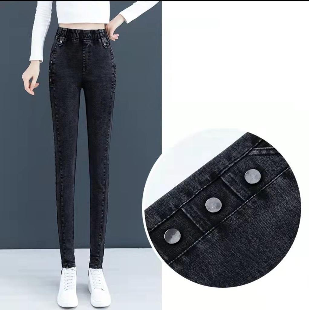 Warm Skinny Denim Pants Winter Plus Velvet Stretch Pencil Jeans Women Big Size 34 Vintage Slim Thicken Jean High Waist Leggings