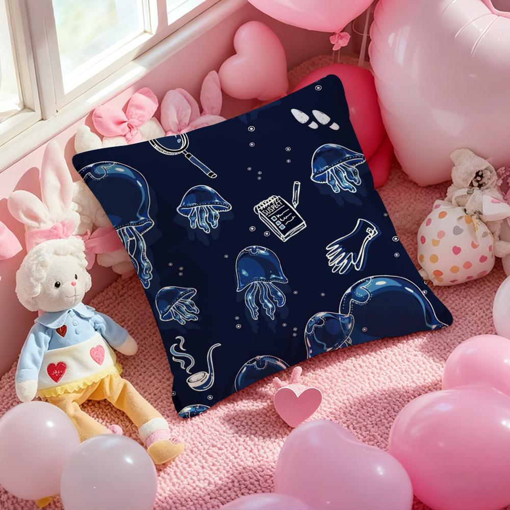 Decorative Blue Geometry Pillow Case Soft Plush Fabric Double-Sided Printed Cushion Cover Warm Winter Sofa Pillow Case