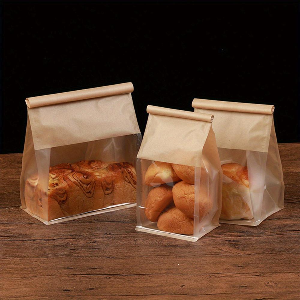 

10pcs Kraft Paper with Window Bread Packaging Bags Oil-proof Breakfast Cookie Breat Supplies Party Food Toast Clear Celebrate S жовтий