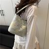Casual Print Women Bucket Shoulder Bags Ctrasting Color Portable Ladies Shopping Bag Simple Commuter Female Underarm Handbag