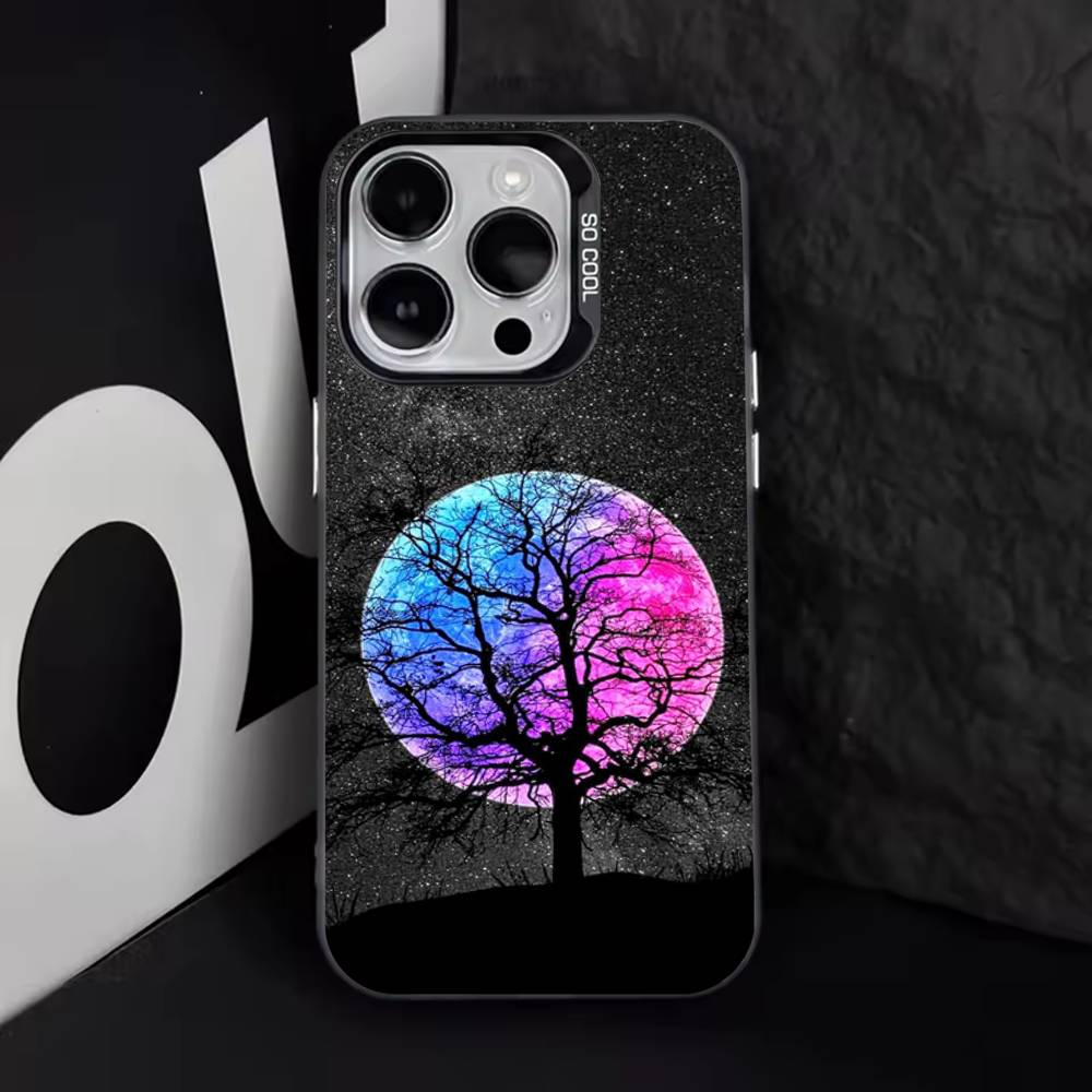 Moon Galaxy Universe Cool For iPhone 17,16,15,14,13,12,11,Pro,Max,Plus,E,Air,Mini Anti Fall Black Matte Hard Bumper Phone Case