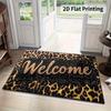 1pc Leopard Print Sequin "Welcome" Printed Felt Doormat, Showcasing a Welcoming Atmosphere. Suitable for Kitchen, Home, Office, Laundry Room,
