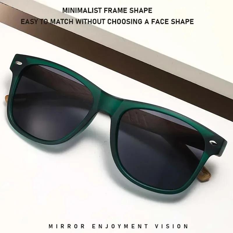 Retro Wood Grain Leg Sunglasses New Spring Foot Color Film Men's Glasses UV400 Shades Eyewear Outdoor Driving Cycling Goggles