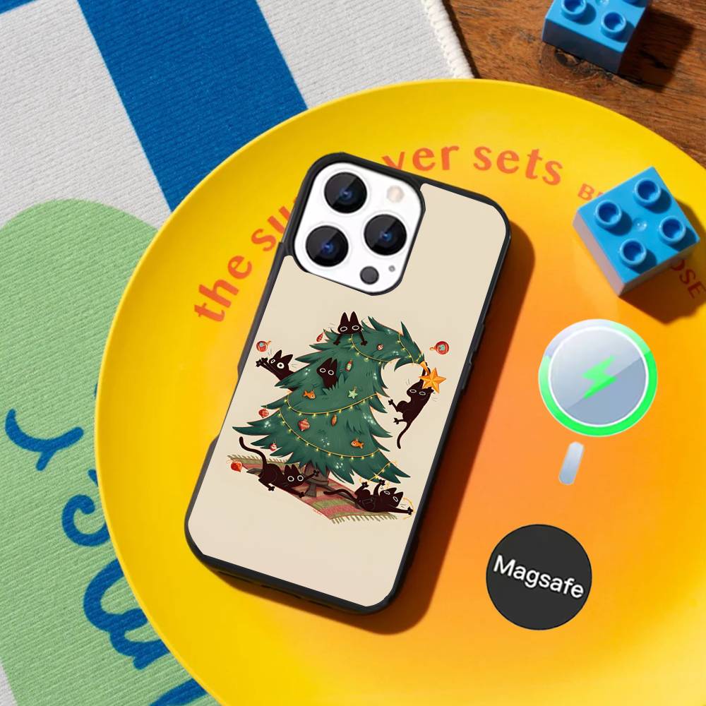 

Cute Christmas Tree Snowman Phone Case For iPhone 17,16,15,14,13,12,11Pro,Max,Plus,Mini,SE4,E Magnetic Magsafe Wireless Charging iPhone16pro