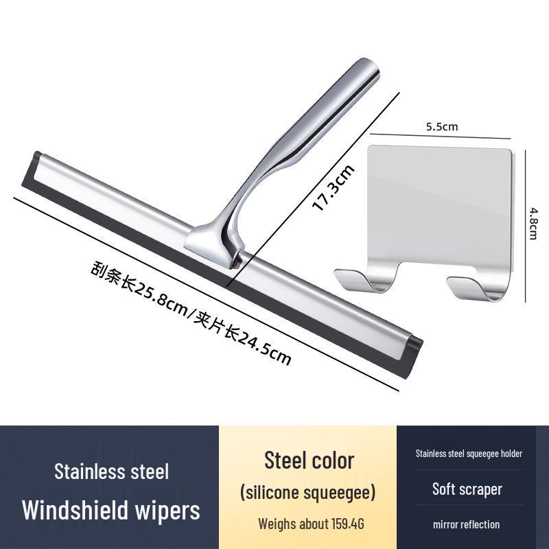 Stainless Steel Silicone Window Squeegee - Ideal for Cleaning Glass in Bathrooms, Restaurants, and Hotels.
