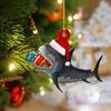 4Pcs Merry Christmas Wooden Pendant Christmas Tree Shark Pendant for Christmas Party Window Table