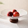Fruit Plate Solid Wood Base Light Luxury Glass Dessert Plates Living Room Coffee Table Snack Display Tall Candy Plate Tableware