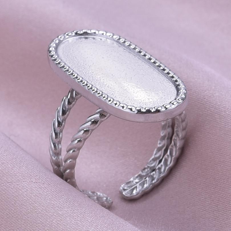 Klassisk Retro Öppningsbar Justerbar Ring Oregelbunden Geometri Hjärta Ellips Vattendroppe Glänsande Rostfritt Stålringar Semesterpresent