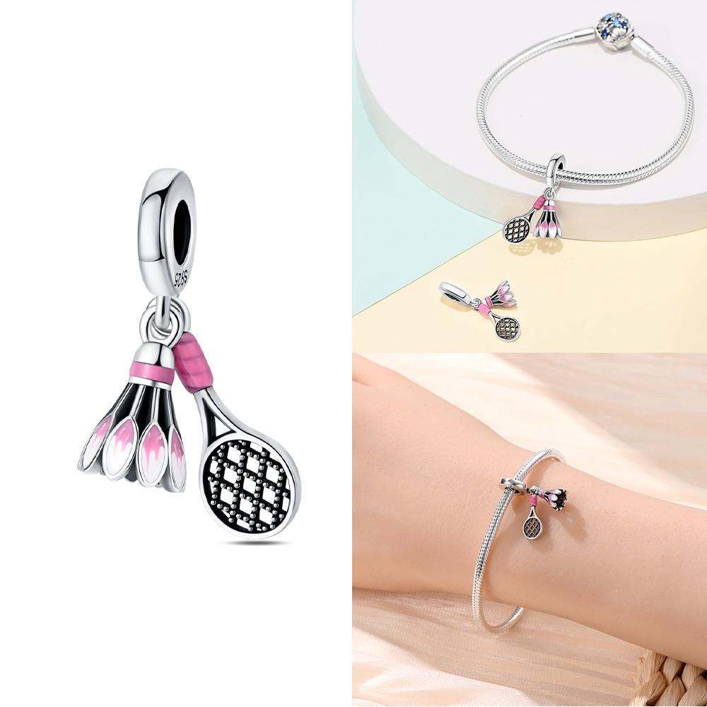 Exquisite Pendants Woman Original Charms Cute Pink Crown Perfume Bottle Bag Beads Fit Copper Bracelet Jewelry Fine Gift Diy