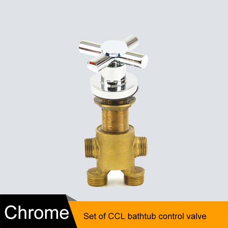BAKALA Brass Chrome Bathtub Hot and Cold Water Control Valve Faucet Bath Shower Mixer Bathtub 3 Piece Set Switch Valve