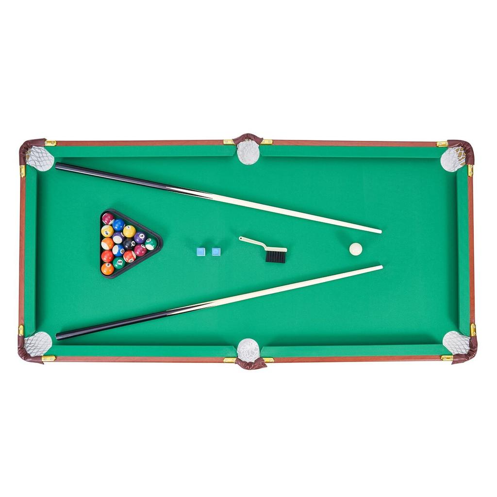 Folding Pool Table, 140cm Portable Billiards Tables, Foldable Space-Saving Entertainment Game Set Includes Ball, Cue, Rack, Chalk, Brush, Brown with