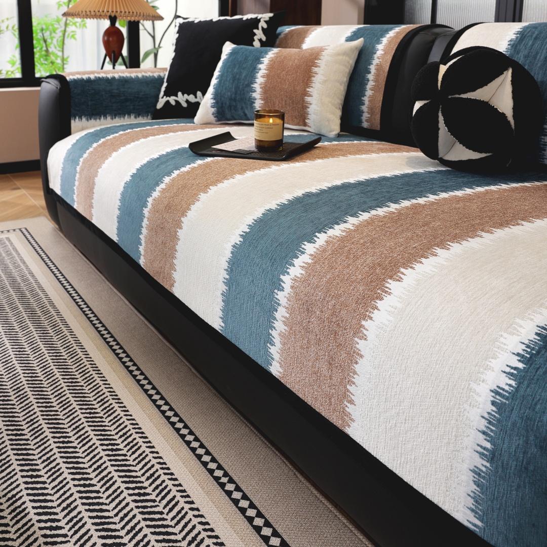 

Чехол на диван из шенилла с градиентной окраской и противоскользящим покрытием - Защита подушек от скольжения для гостиной, Всесезонное моющееся диванное полотенце 70*70cm синий