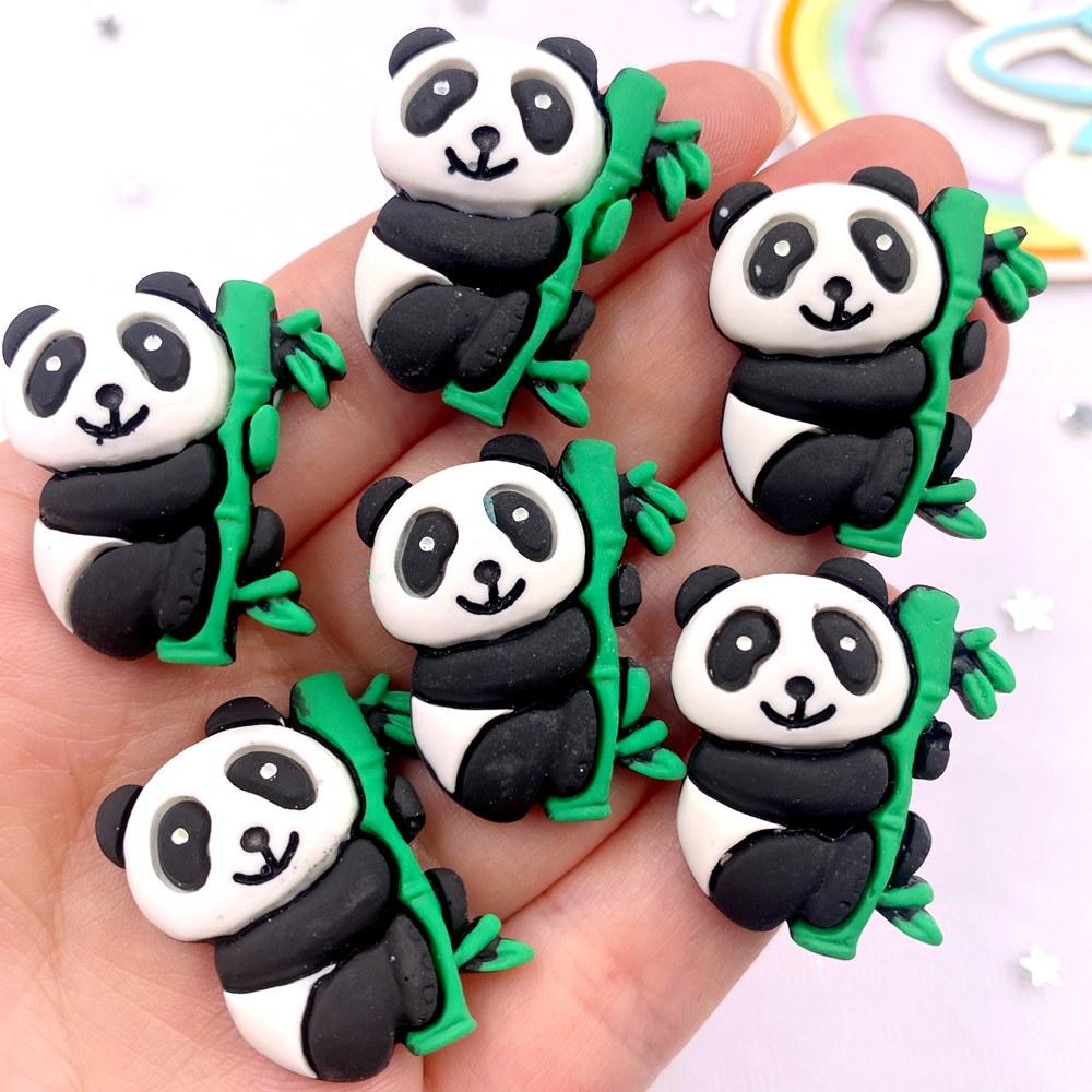 Resina Colorata Kawaii Bambù Grande Panda Figurina Piatta Decorazione Casa Accessori 10 Pezzi Fai da Te Fiocco per Capelli Scrapbooking Artigianato