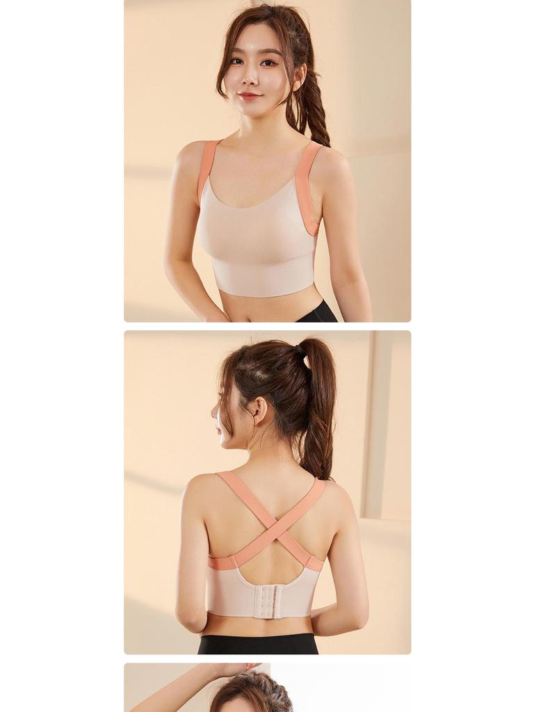 Women's High-Impact Shockproof Sports Bra with Strappy Back