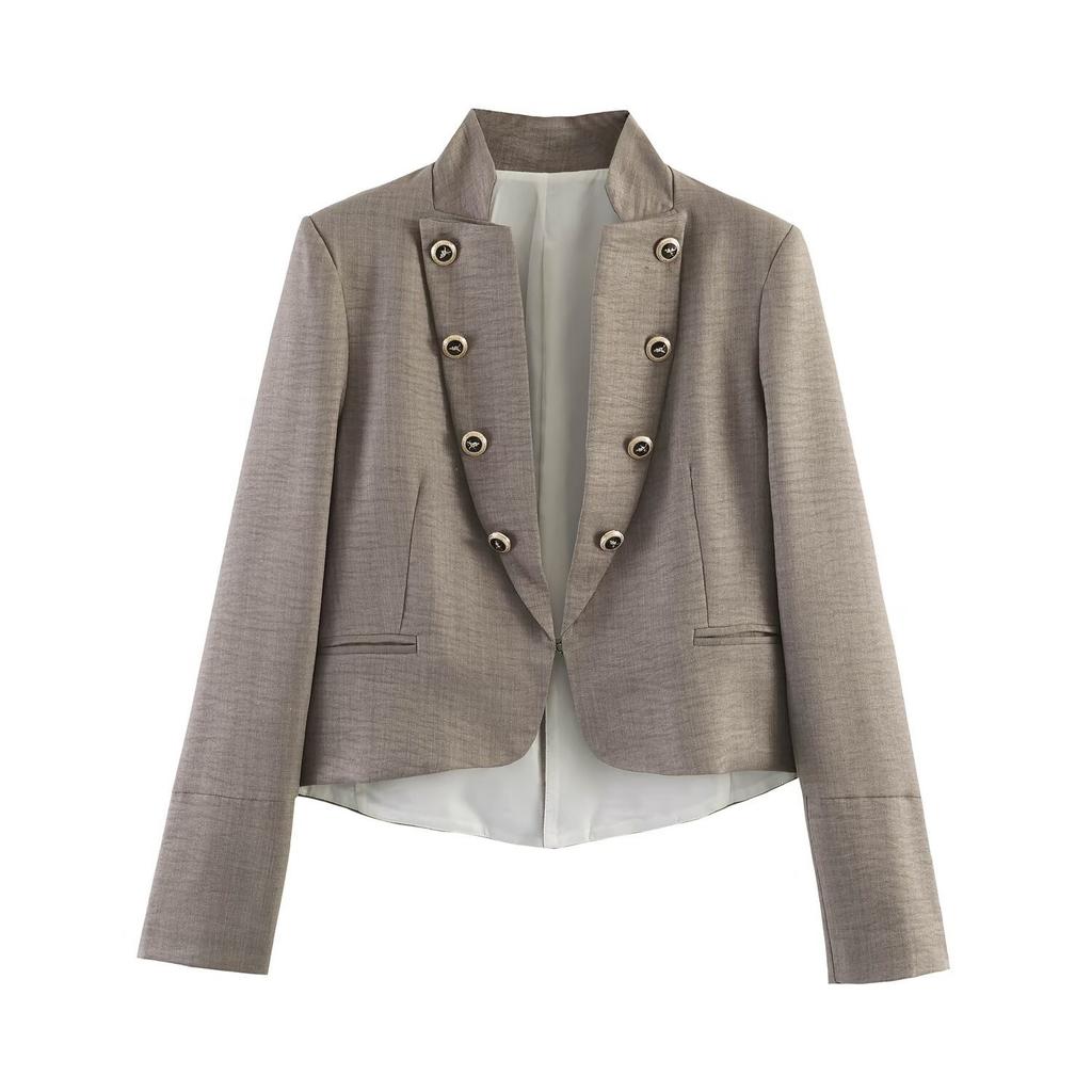 2026 summer new European and American cross-border women's clothing fashion flip buckle trim blazer w021 83067