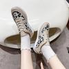 Ladies' Spring Fashion Leopard Print New Casual Single Shoe with Soft Sole and Lace Up Outdoor Hiking Breathable Sneakers Shoes