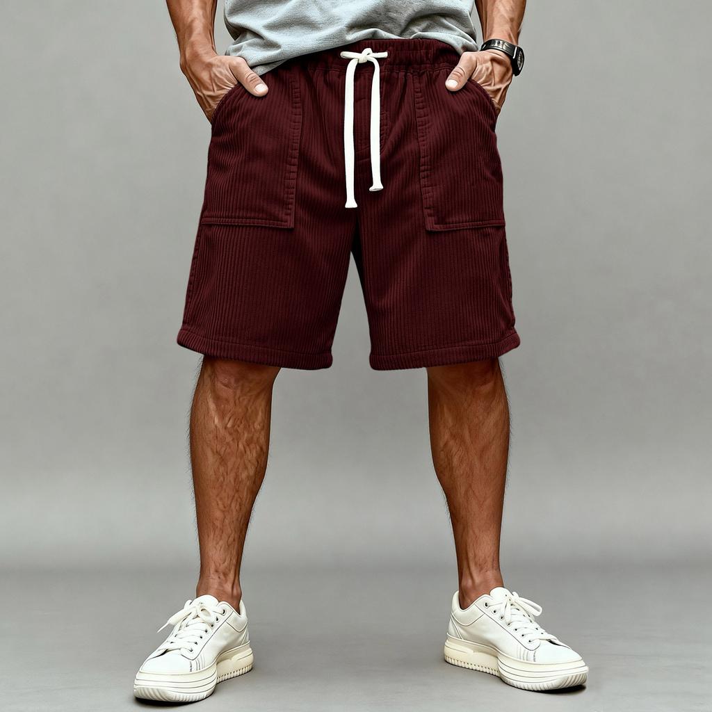 Men's -color Casual Corduroy Loose Five-inch Length Shorts - Men's Comfortable Sports Shorts