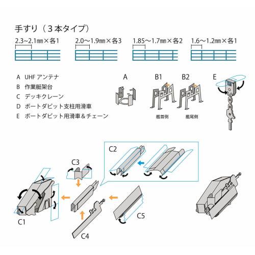 1/700 JMSDF Escort Ship Handrail, Post Spacing 2.3-1.2mm