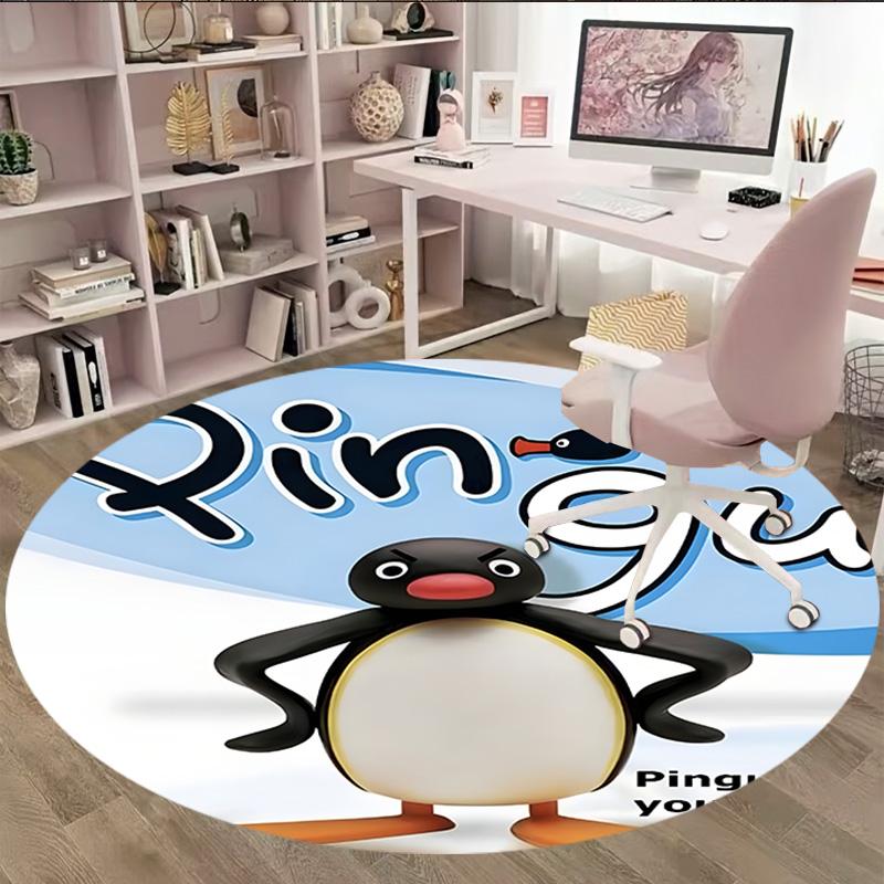 1pc Pingu2 Carpet, Round Rug, Comfortable, Suitable for Entryways, Living Rooms, Office, And Bedrooms, Christmas Decoration