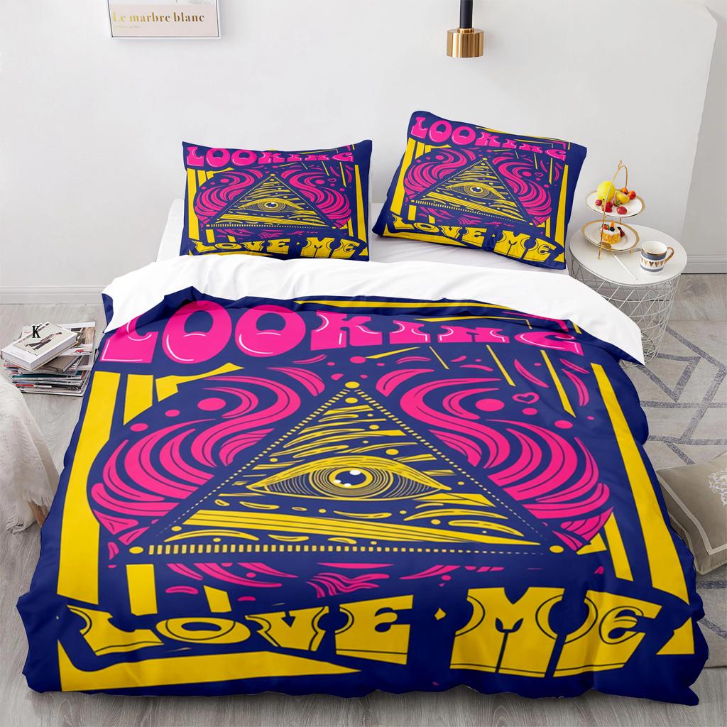 Retro Abstract King Queen Duvet Cover Colorful Vintage Style Bedding Set For Teens Adult Modern Art 2/3pcs Polyester Quilt Cover